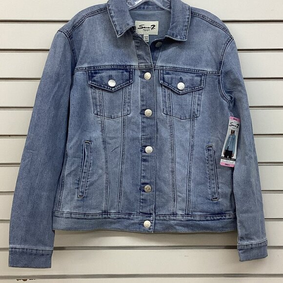 Seven Ladies Wembley Wash Blue Button Down Modern Denim Jean Jacket - Small - Picture 4 of 6